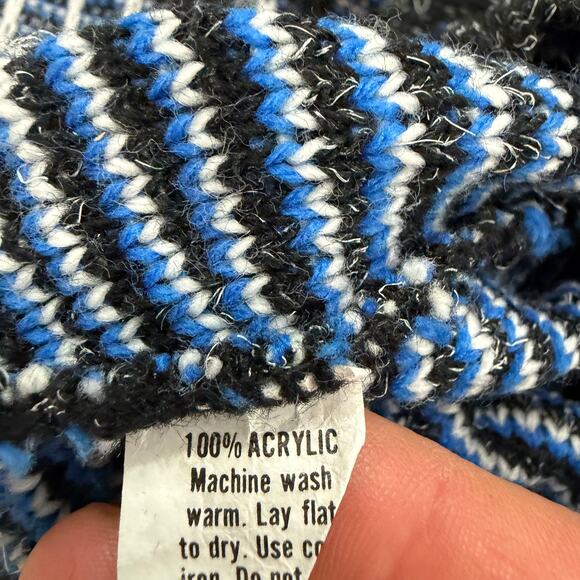 Vintage Scandia Sweater Men's Large Geometric Knit Crewneck 90s USA Biggie Cosby - Picture 5 of 7